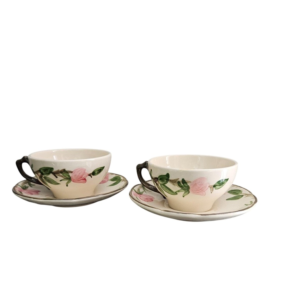 Franciscan Tea Cups And Saucer Desert Rose Made In USA Set of 2  VTG